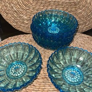 6 Rare Vintage Hazelware Glass Capri Daisy Bowls. 1960